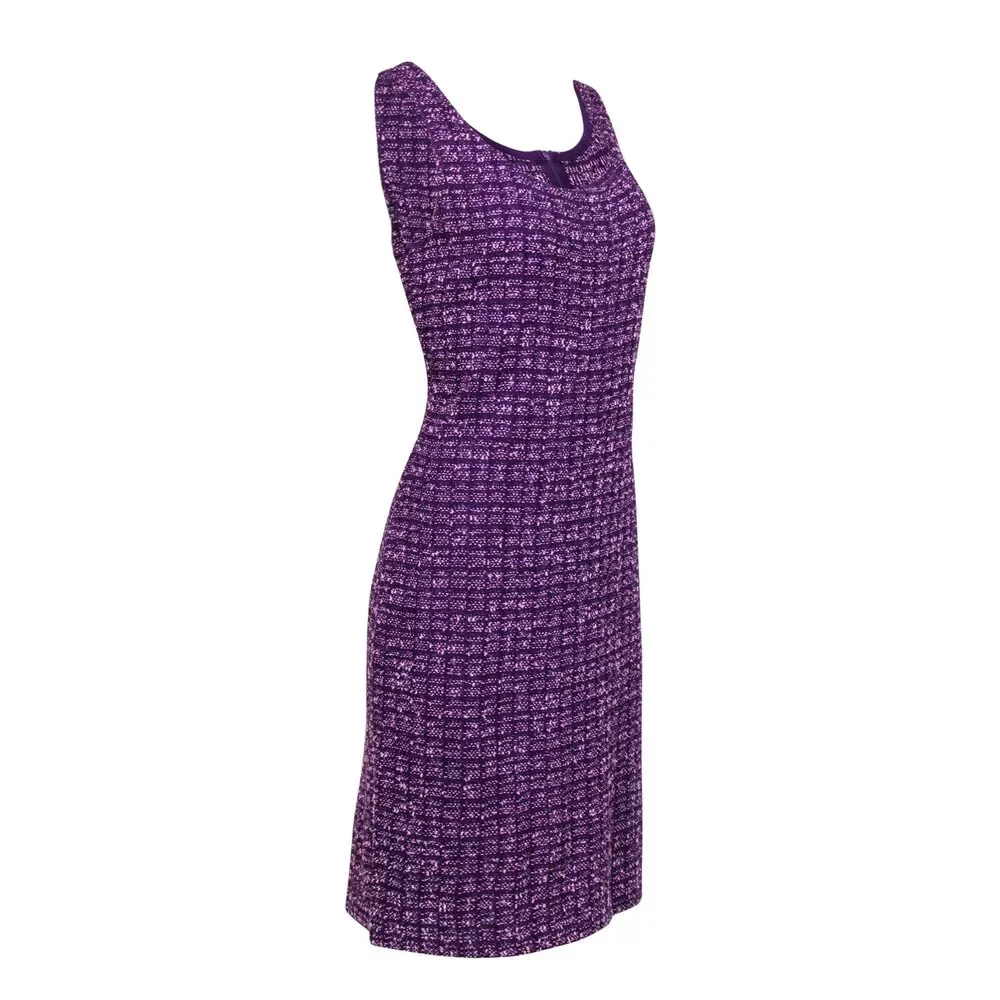 St. John - Purple & Pink Tweed Shift Dress Sz 12